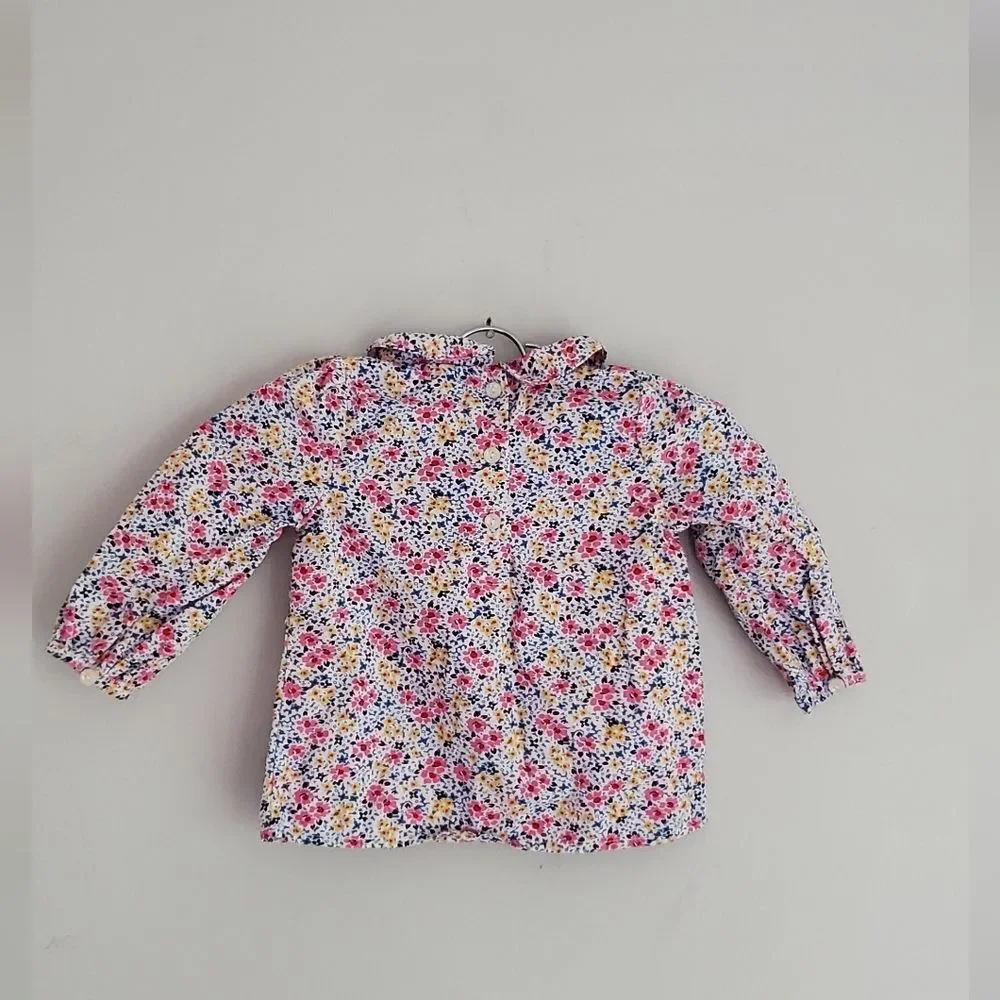 Ralph Lauren Floral Kids Shirt with Ruffle Scallop Collar Size 6 Months